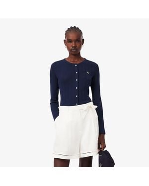 Lacoste Slim Fit Pointelle Cardigan - Blue