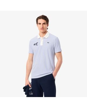 Lacoste Thermo-Regulating Striped Golf Polo - Blue