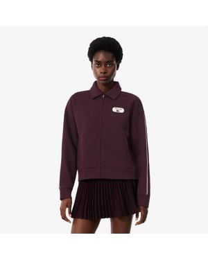 Lacoste Tennis Heritage Zipped Badge Accent Sweatshirt - Purple