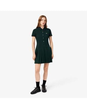 Lacoste Stretch Piqué Pleated Polo Dress - Black