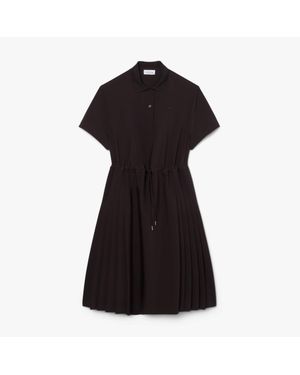 Lacoste Wool Blend Pleated Polo Dress - Black