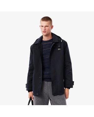 Lacoste Mid-Length Water-Repellent Hooded Parka - Blue