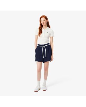 Lacoste Oversized Pleated Bermuda Shorts - Blue