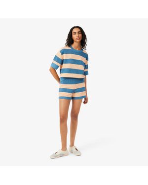 Lacoste Striped Mesh Knit Shorts - Blue