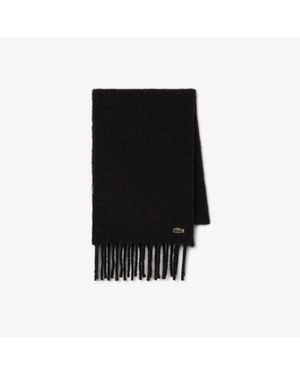 Lacoste Fringed Alpaca Wool Scarf - Black