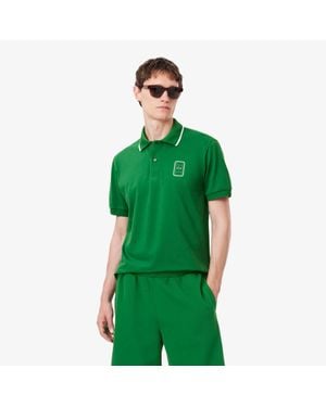 Lacoste Classic Fit Printed Piqué Polo Shirt - Green
