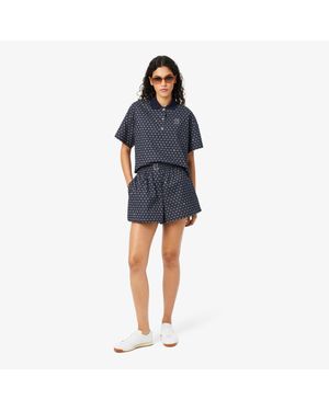 Lacoste Printed Oversized Bermuda Shorts - Blue
