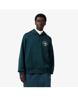 Lacoste Runway Oversized Printed Hoodie - Blue