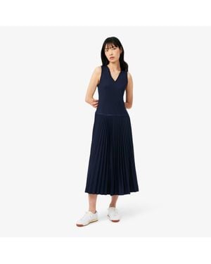 Lacoste Long Sleeveless Pleated Dress - Blue