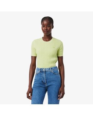 Lacoste Short Sleeved Cable Knit Sweater - Green