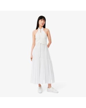 Lacoste Pleated Sleeveless Polo Dress - White