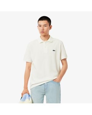 Lacoste Classic Fit Landscape Crocodile Piqué Polo - White