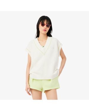 Lacoste Cotton Blend V-Neck Sleeveless Sweater Vest - Green