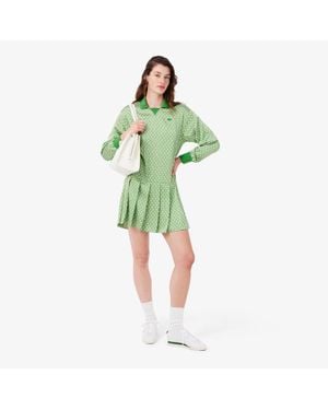 Lacoste Pleated Satin Polo Dress - Green