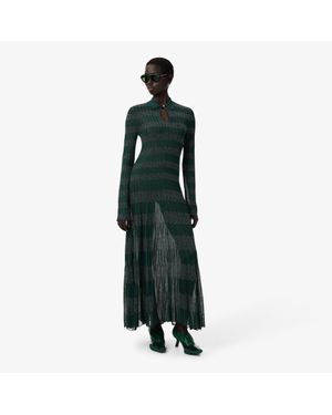 Lacoste Runway Polo Collar Pointelle Maxi Dress - Green