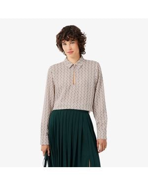 Lacoste Regular Fit Printed Popover Shirt - Gray