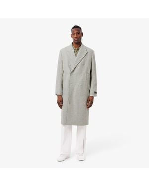 Lacoste Double-Breasted Chevron Wool Coat - Gray
