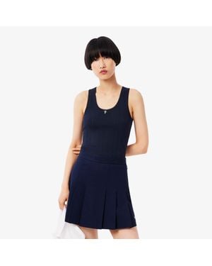 Lacoste Slim Fit Pointelle Knit Cotton Tank Top - Blue
