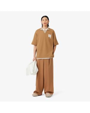 Lacoste Runway Wide Fit Tailored Wool Pants - Brown