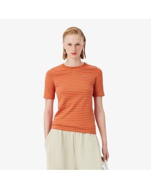 Lacoste Runway Striped Jersey T-Shirt - Orange