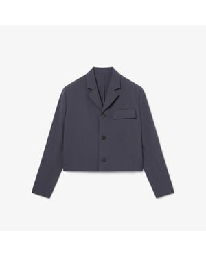 Lacoste Runway Cropped Jacquard Tailored Jacket - Blue