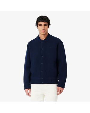 Lacoste Merino Wool Jersey Bomber Jacket - Blue