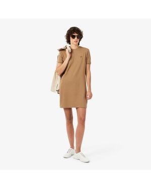 Lacoste Fluid Scalloped Piqué Dress - Natural