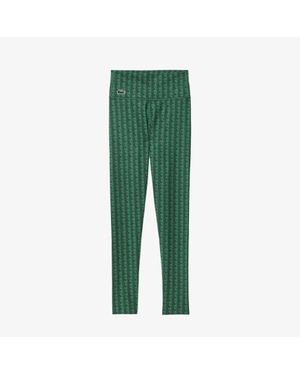 Lacoste Monogram Print Sport Leggings - Green