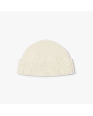 Lacoste 3D Rib Knit Wool Beanie - Natural