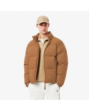 Lacoste Water-Repellent Hooded Down Jacket - Brown