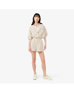 Lacoste Oversized Linen Blend Shorts - Natural
