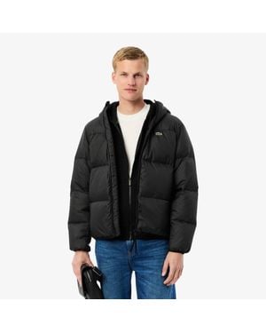 Lacoste Water-Repellent Hooded Puffer Jacket - Black