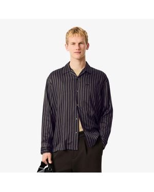 Lacoste Relaxed Fit Striped Lyocell Shirt - Blue