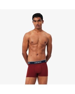 Lacoste 3-Pack Stretch Cotton Trunks - Red