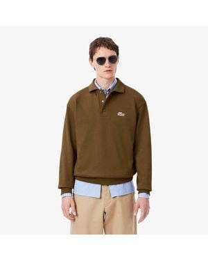 Lacoste Fleece Polo Collar Sweatshirt - Brown