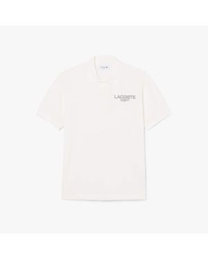 Lacoste Classic Fit Printed Piqué Polo Shirt - White