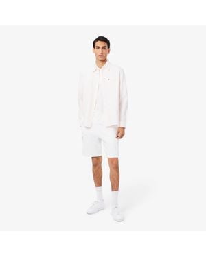 Lacoste Cotton Fleece Cargo Shorts - White