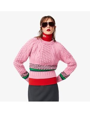 Lacoste Runway Striped Textured Wool Sweater