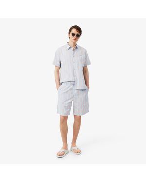 Lacoste Striped Cotton Poplin Shorts - White
