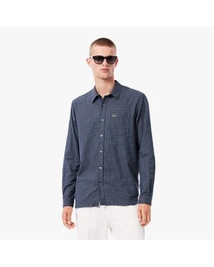 Lacoste Regular Fit Plaid Flannel Shirt - Blue
