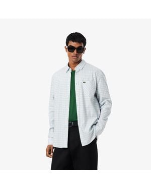 Lacoste Cotton Twill Plaid Shirt - White