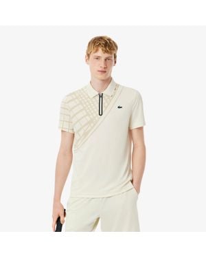 Lacoste Ultra Dry Printed Slim Fit Tennis Polo - Natural