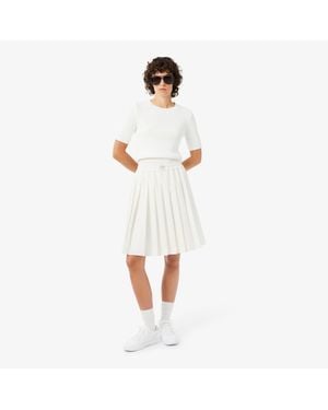 Lacoste Pleated Petit Piqué Effect Midi Skirt - White