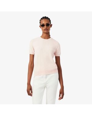 Lacoste Short Sleeved 3D Knit Sweater - Pink