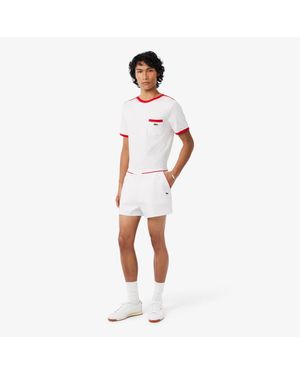 Lacoste Regular Fit Contrast Trim Double Face Shorts - White
