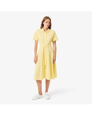 Lacoste Flared Mini-Piqué Polo Dress - Yellow