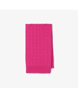 Lacoste Runway Cable Knit Cashmere Scarf - Pink