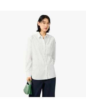 Lacoste Oversized Striped Jacquard Shirt - White