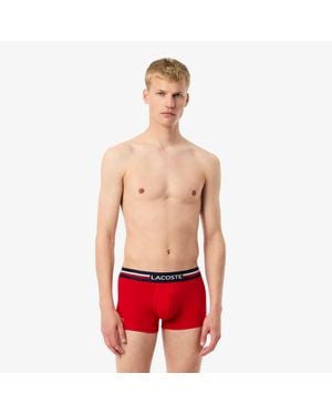 Lacoste 3-Pack Stretch Cotton Trunks - Red