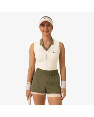 Lacoste Sleeveless Stretch Knit Tennis Polo - Natural